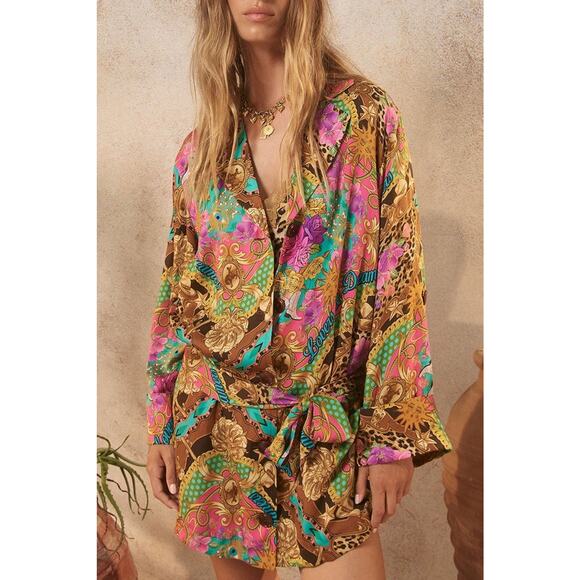 NWT Spell Lovers & Dreamers Blazer Dress Cosmos Pink Size S Colorful Print - Picture 2 of 10